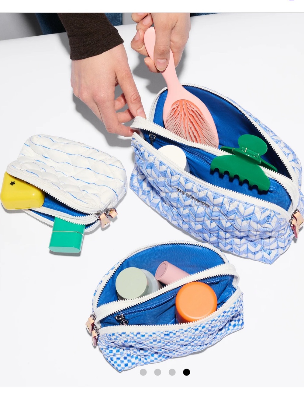 MZ Wallace Porcelain Blue/Multi Double Zip Cosmetic Bundle - Picture 4 of 16